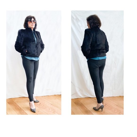 •	Women’s REAL Rabbit fur Jacket Vintage 1980’s “GDT” with mock collar - Picture 3 of 3